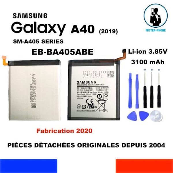 ORIGINAL BATTERI SAMSUNG GALAXY A40 EB-BA405ABE SM-A405 SERIES 3100MAH + DEMONTERING VERKTYGSSATS ÄKTA BATTERI VERKTYG Grå