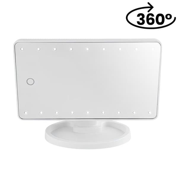 LED Sminkspegel på Stativ med Touch och 360° Rotering Vit Vit