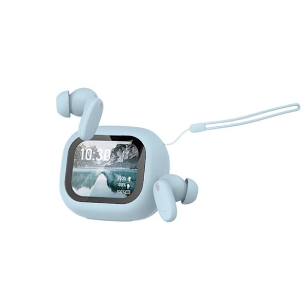 TWS Bluetooth 5.4-hörlurar med LCD-skärm Braga Noise Cancelling ANC Blå Blå