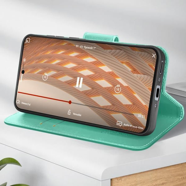 Taske til Samsung A35 5G - AVIZAR - Butterfly Wallet - Turkis - Halvstivt etui Grön