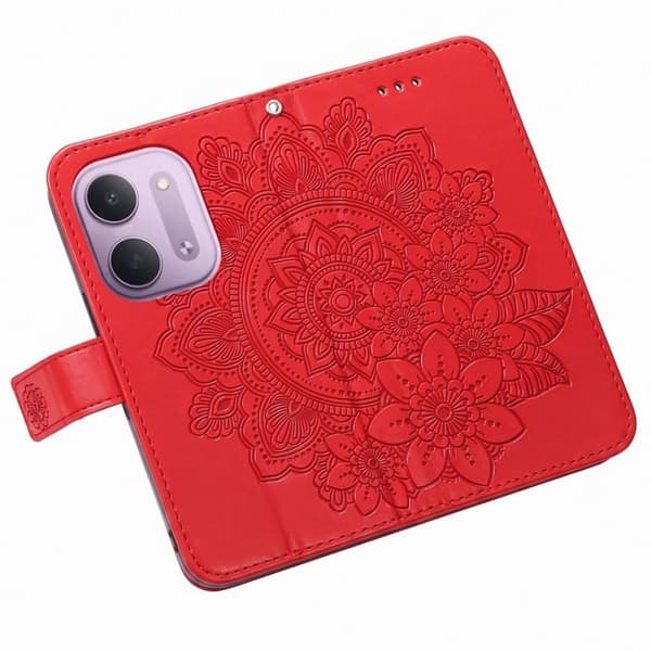 Plånboksfodral för Xiaomi Redmi 17C 5G Mandala-mönster med Stöd Röd Röd
