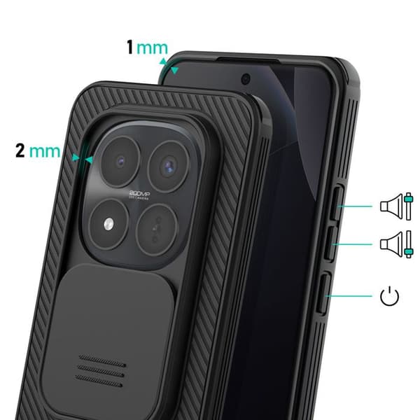 Cover til Redmi Note 15 Pro Plus CamShield Pro med Nillkin Kamera Dæksel Sort Svart