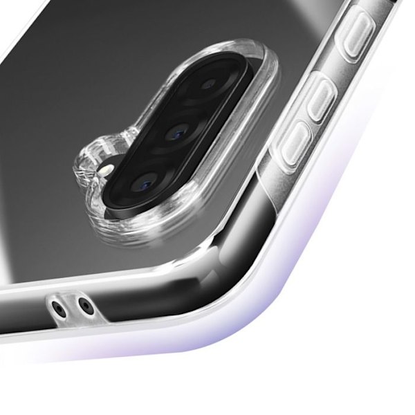 Heltäckande skydd för Samsung A56 med taktil kant och upphöjd kamera, transparent Vit