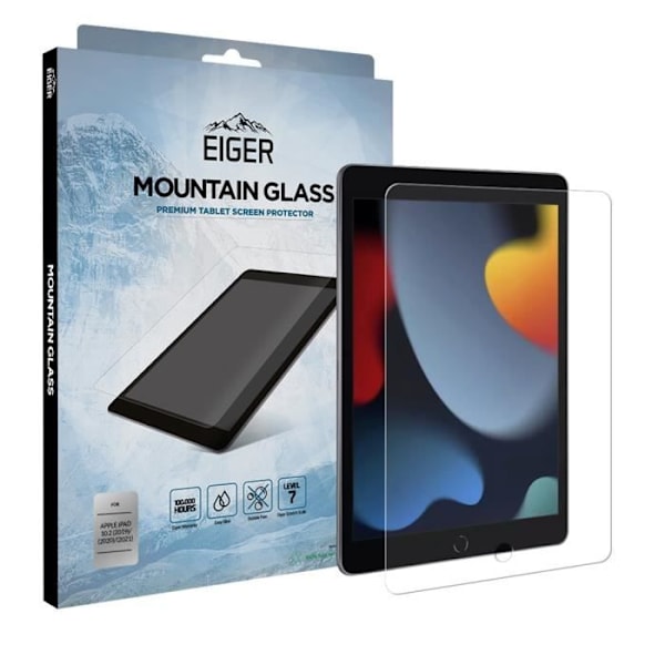 Skærmbeskyttelse - EIGER - iPad 10,2" (2019-2023) - 9H hærdet glas - Gennemsigtig - Oleofobisk