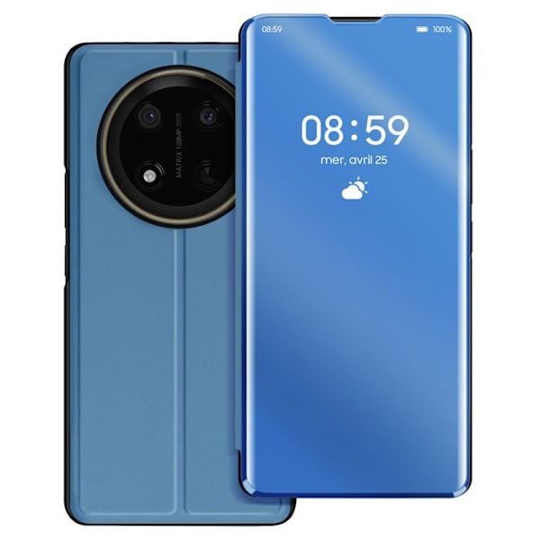 Etui til Honor Magic 7 Lite Klap Spejl Støtte Blå Blå
