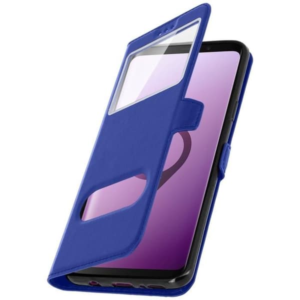 Cover - Samsung - Galaxy S9 - Eco-leather - Soft - 2x Windows Blå