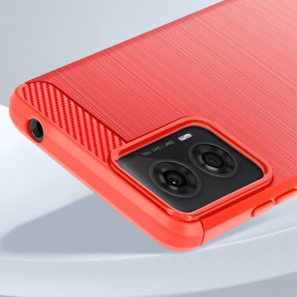 AVIZAR puolijäykkä kotelo Motorola Moto G24:lle ja G04:lle - Punainen - Hiili- ja harjattu efekti Röd