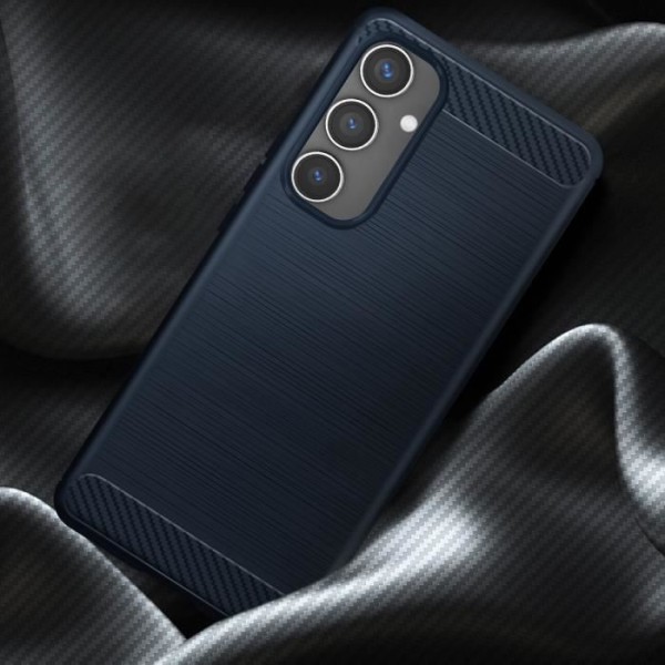 AVIZAR Samsung Galaxy A55 Flexible Carbon Effect Midnight Blue Case - Iskunkestävät vahvistetut kulmat Blå