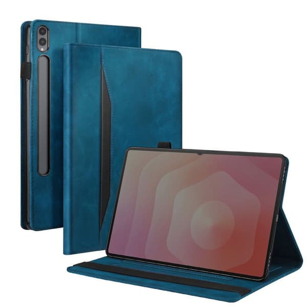 Plånboksfodral för Galaxy Tab S11 Ultra med justerbart videostöd i havsblå Blå