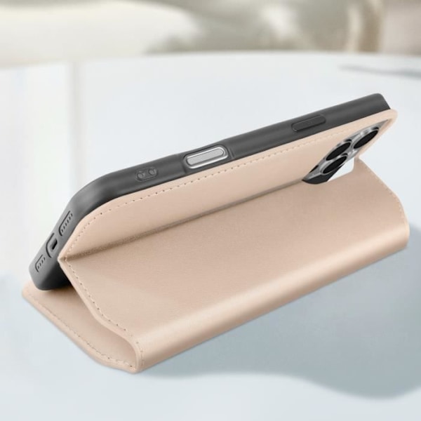 iPhone 16 Pro Etui Klap Lommebok og Videostativ Guld Gul