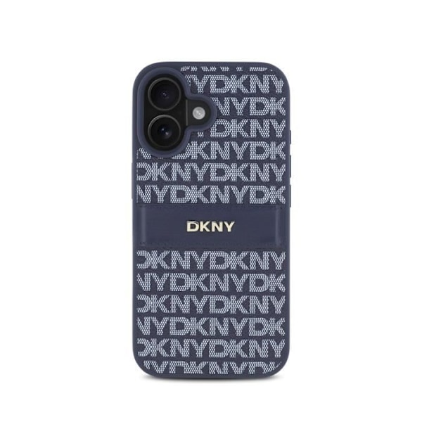 Coque för iPhone 16 Utgåva Repeat Pattern Tonal Stripe med Metalliserad Logotyp DKNY Blå Vit