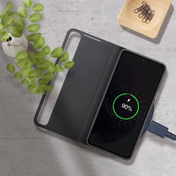 Etui - Samsung - Galaxy S21 Plus - Touch-vindue - Antibakteriel beskyttelse - Trådløs opladning Svart
