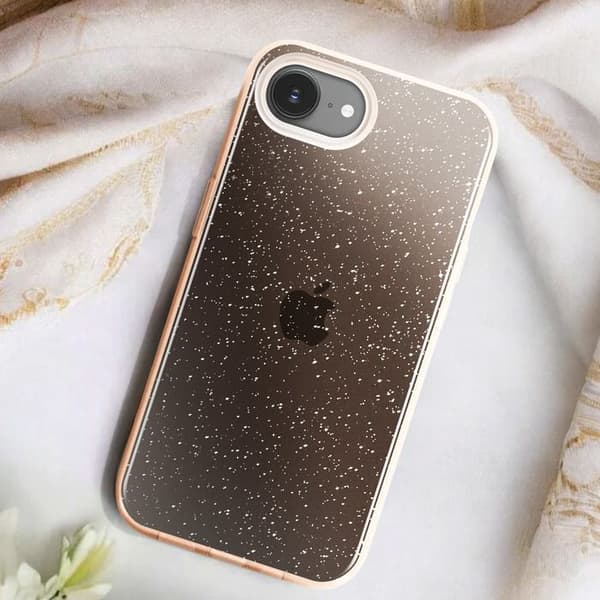 Skydd - MEDDELA - iPhone 16e - Guldiga glitter - Stötsäker - Lätt design Gul