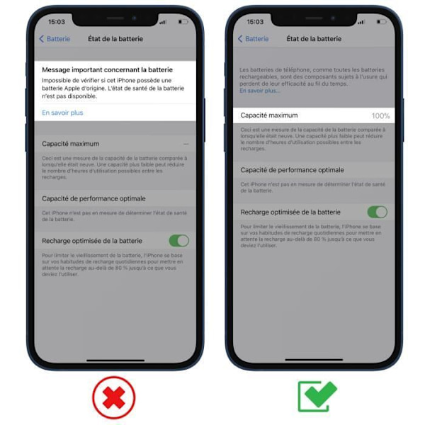 Akku ilman BMS:ää iPhone 12:lle ja iPhone 12 Prolle Kapasiteetti 2815 mAh Svart