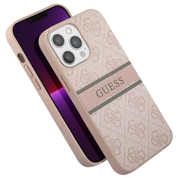 Skal till iPhone 13 Pro med tryck och Monochrome Stripe Luxury Guess Powder Pink Rosa