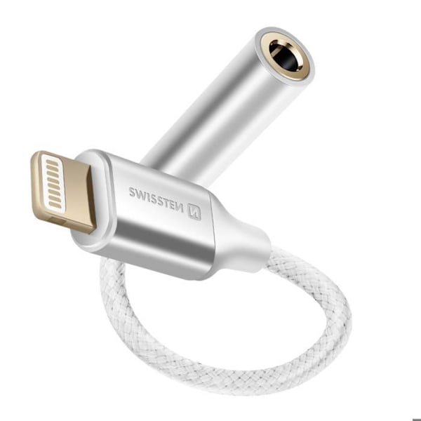Audio Lightning-adapter till 3,5 mm Jack för iPhone Swissten Vit