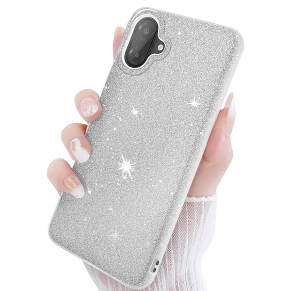 Fodral för Galaxy A07 Design i Bi-Material och Glittrande Silverfinish Grå