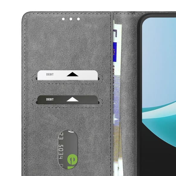 Plånboksfodral - AVIZAR - Redmi 15C - Syntetläder Grå - Stödfunktion - Kortfack Grå