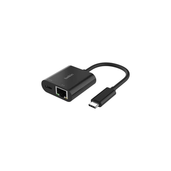 USB-C Ethernet-adapteri - BELKIN - Connect - 100 W - 10/100/1000 Mbit/s - Musta