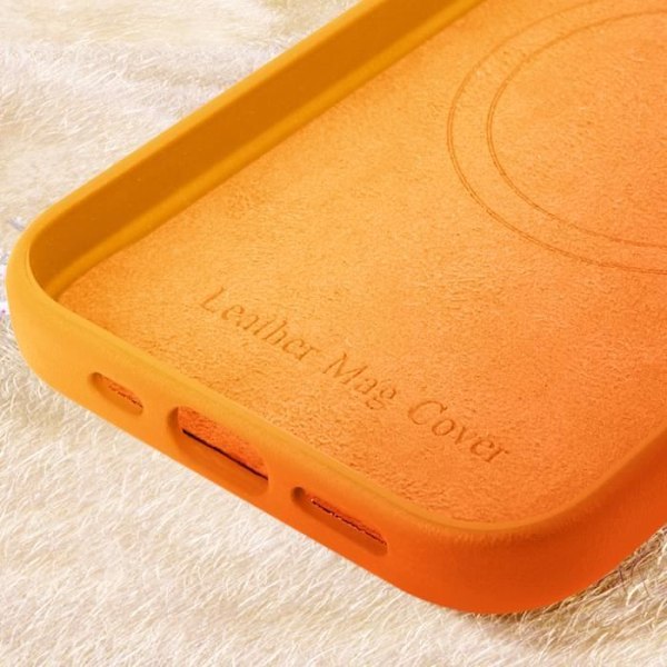 MagSafe Fodral för iPhone 16 i högkvalitativt Veganskt Läder Orange