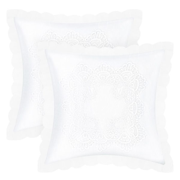 Kuddfodral - AVIZAR - 2-pack - 40x40 cm - Broderi - Vit - Elegans Vit