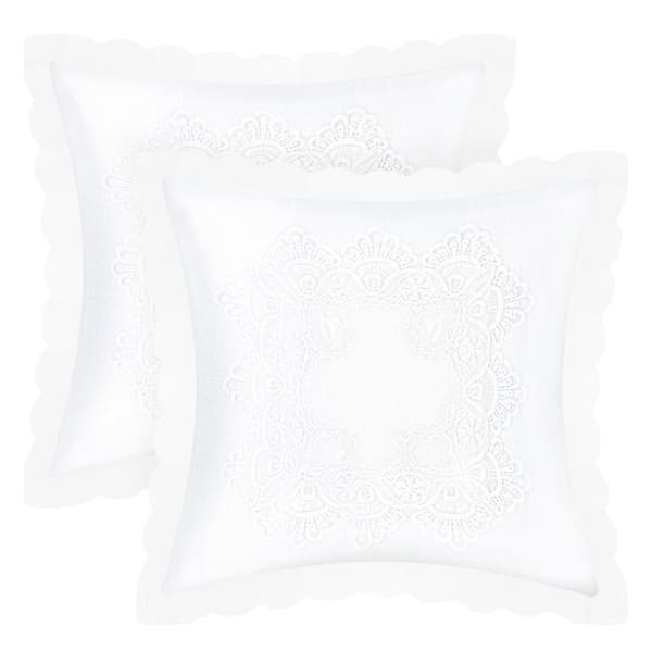Pudebetræk - AVIZAR - Sæt af 2 - 40x40 cm - Broderi - Hvid - Elegant Vit