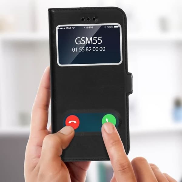Housse - AVIZAR - iPhone 6/iPhone 6S - Øko-læder - Sort - Støttefunktion Svart