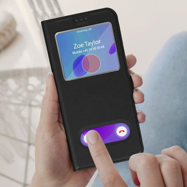 AVIZAR Taske til Samsung Galaxy S22 - Sort - Dobbeltvindue - Videosupport Svart