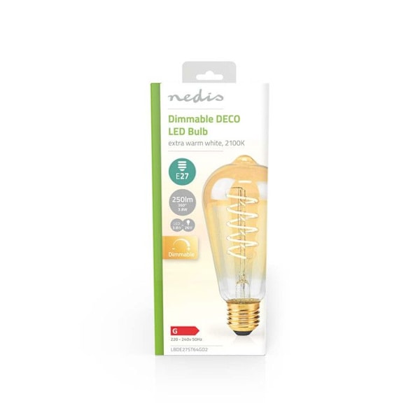 NEDIS LED Filament Pære E27 ST64 3.8 W 250 lm 2100 K Meget Varm Hvid