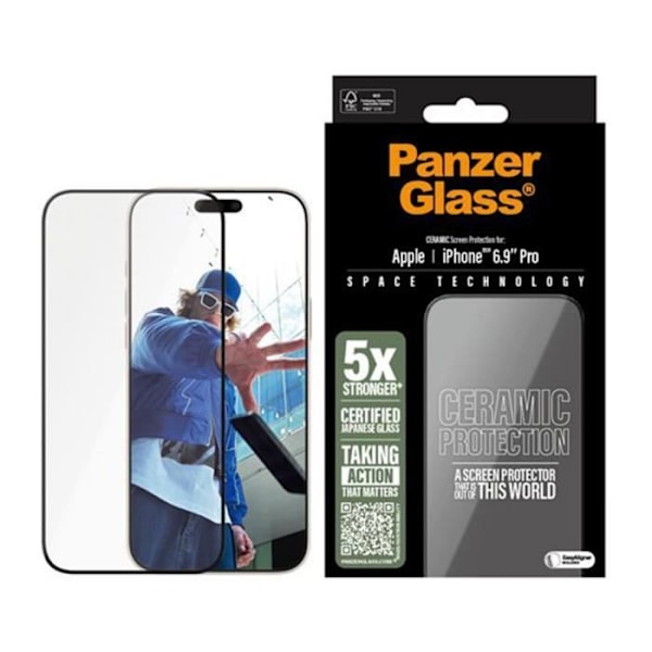 Skærmbeskyttelse - PANZER GLAS - iPhone 16 Pro Max - Oleofobisk - Anti-ridse - Vitrokeramik Transparent