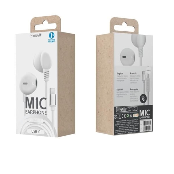 MUVIT M1C Typ C White Headset - Trådbundna hörlurar med inbyggd mikrofon