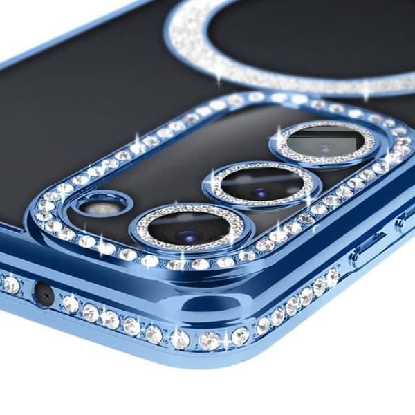 Coque - AVIZAR - Samsung Galaxy S23 - Hård - Strass - Kompatibel med MagSafe Blå
