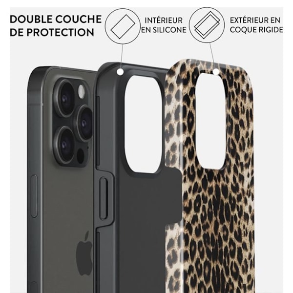 iPhone 15 Pro Max MagSafe Tough Antichocs Kuori Pelaaja Burga Leopardi kastanj