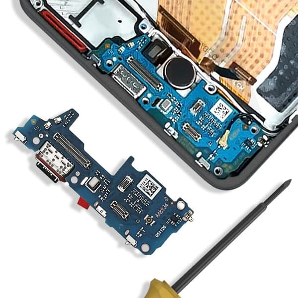 Laderstik - AVIZAR - Realme 14 Pro - USB-C - SIM-kortlæser - Mikrofon Sort/Blå Svart blå