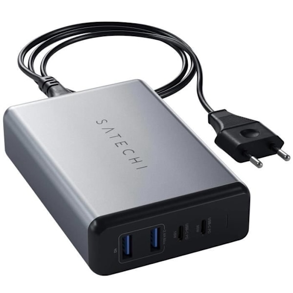 Ladeadapter - SATECHI - 108W - 2 USB-C Power Delivery - 2 USB - Kompakt Mørkegrå Grå