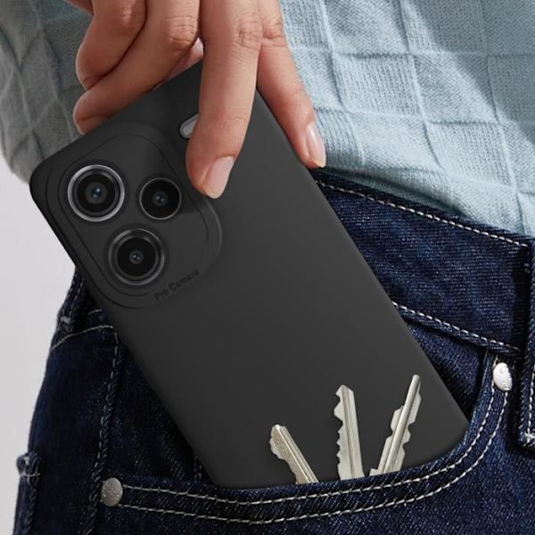 Etui til Xiaomi Redmi Note 13 Pro Plus Silikone Matt kamerabeskyttelse Sort Svart