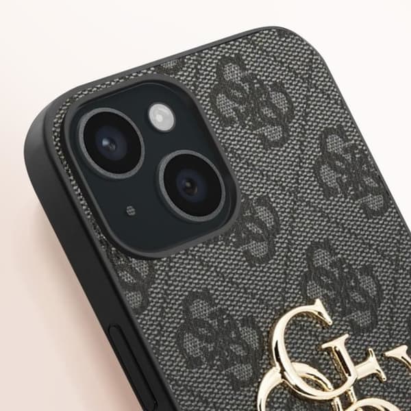 Coque til iPhone 15 Præcise Udsparinger og Hævede Kanter Guess Sort Svart
