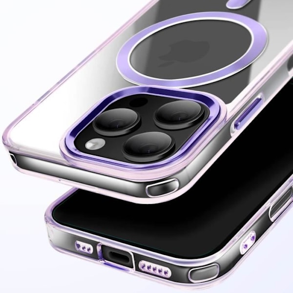 MagSafe-kuori iPhone 16 Pro, läpinäkyvä lasinen violetti Lila