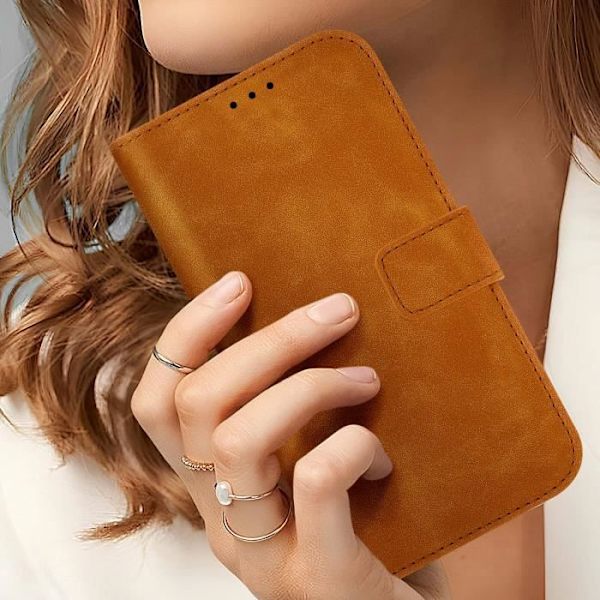 Cover til iPhone 16 Pro - AVIZAR - Flip Wallet Video Support - Brun - Halvstiv - Glat kastanj