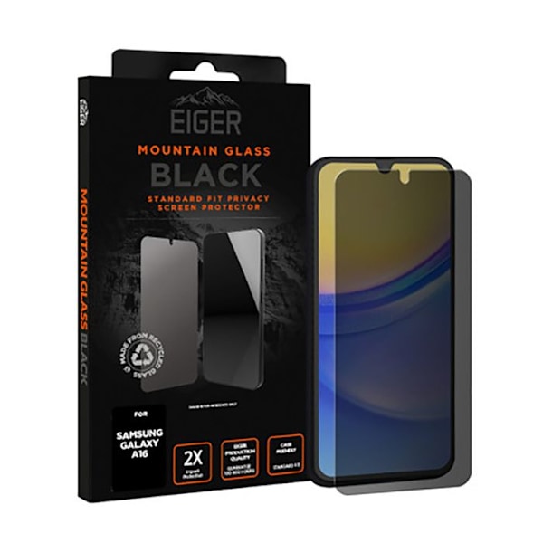Hærdet glas 2.5D til Samsung Galaxy A16 4G / 5G Privacy Ultra Modstandsdygtig Eiger Sort gennemsigtig Svart