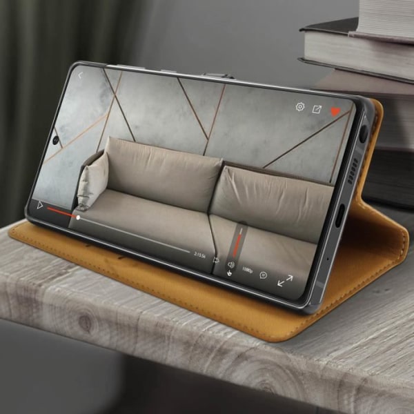 Housse folio - BIGBEN - Galaxy Note 20 - Øko-læder Sort - Kortholder - Multifunktionel støtte Svart