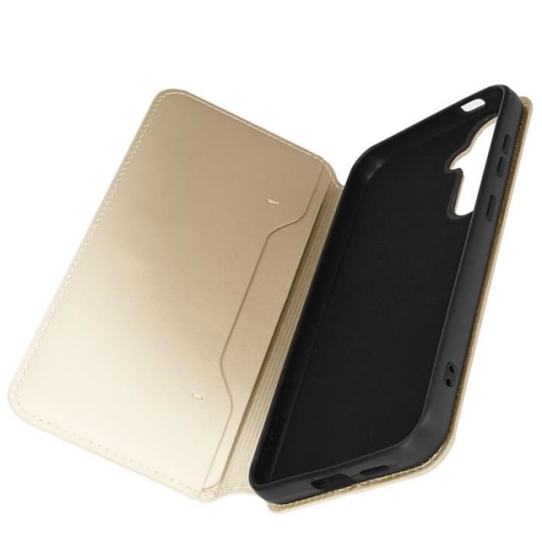 Fodral till Samsung Galaxy S24 Plus - AVIZAR - Dubbel ficka - Stativfunktion - Guld Gul