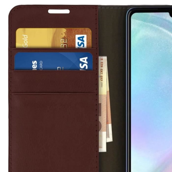 Huawei P30 Cover Folio Læder Cover Brun Video Support Brun