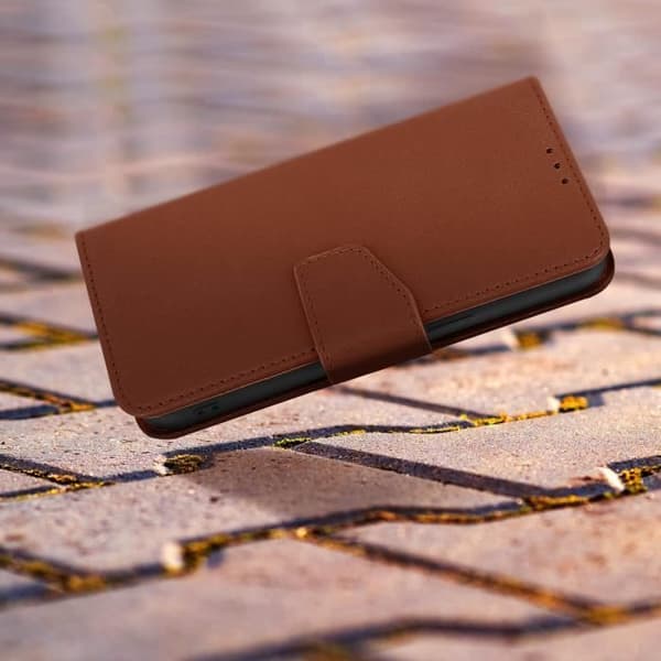 AVIZAR premium läder iPhone 13 fodral - Korthållare, videostödfunktion - Brun brun