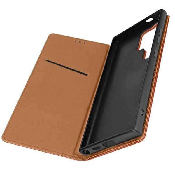 Etui til Samsung Galaxy S24 Ultra - AVIZAR - Ægte læder - Brun - Kortholder kastanj