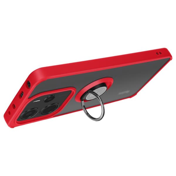 Coque för Xiaomi Note 14 4G med Metallring Videostöd Röd Röd