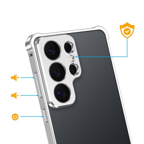 Skyddsbump för Galaxy S26 Ultra Minimalistisk Design med Silverkameraomkrets Grå