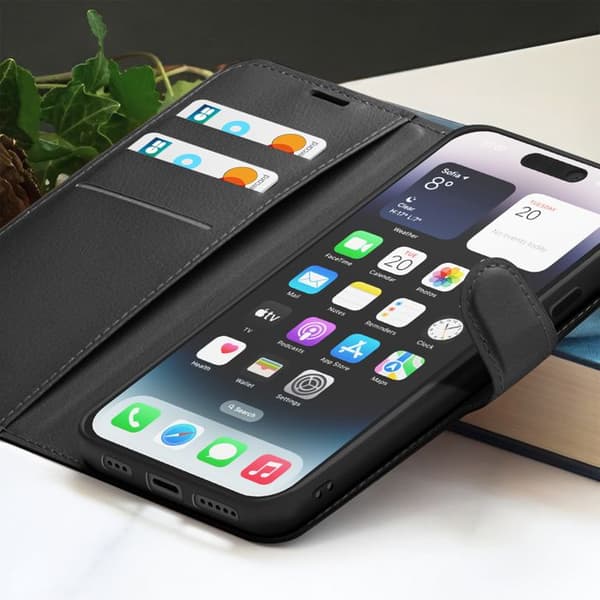 Pungetui - ZANAÉ - iPhone 14 Pro - Horisontal Stander - Magnetlukning - Sort Svart