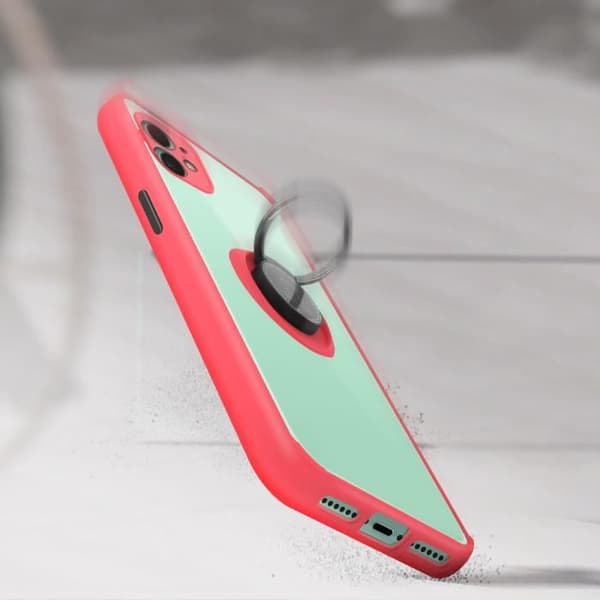 Skyddshölje - AVIZAR - iPhone 11 - Två material - Hållring - Röd Röd