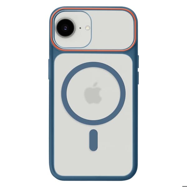 Cover til iPhone 16e Bi-Materiale Design Kompatibel med MagSafe Mørkeblå Blå